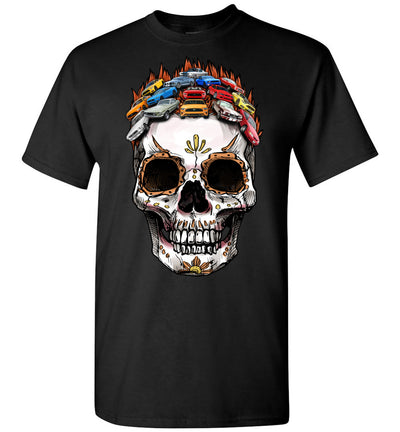 Mustang Art T-shirt - Halloween Stylized Skull From Mustangs Colorful Version