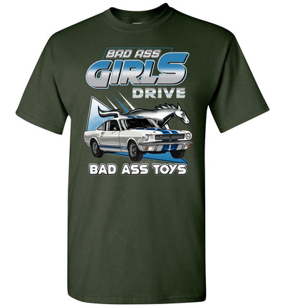 Mustang Art T-shirt - Bad Ass Girl Drives Bad Ass Mustang T-shirt