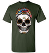 Mustang Art T-shirt - Halloween Stylized Skull From Mustangs Colorful Version