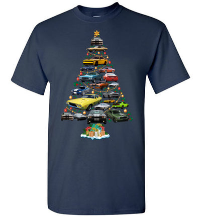 Dodge Challenger Christmas T-Shirt - Christmas Tree From All Dodge Challengers Decorated With Baubles