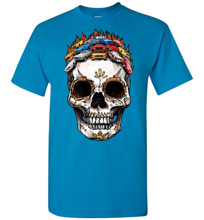 Mustang Art T-shirt - Halloween Stylized Skull From Mustangs Colorful Version