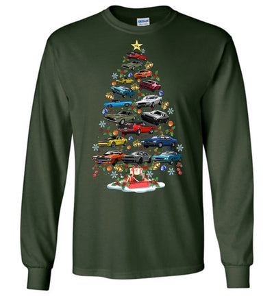 New Dodge Challenger Christmas T-shirt - Christmas Tree From All Dodge Challenger (Cartoon Version)