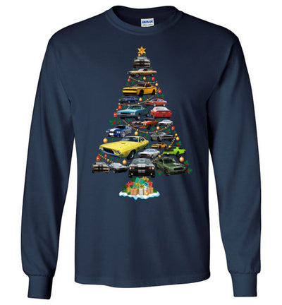 Dodge Challenger Christmas T-Shirt - Christmas Tree From All Dodge Challengers Decorated With Baubles