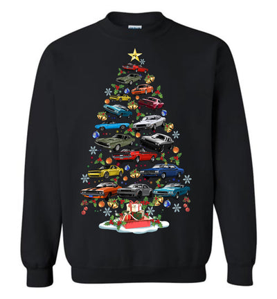 New Dodge Challenger Christmas T-shirt - Christmas Tree From All Dodge Challenger (Cartoon Version)