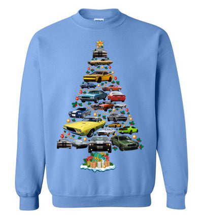 Dodge Challenger Christmas Sweatshirt - Christmas Tree From All Dodge Challengers