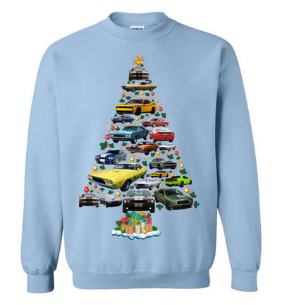 Dodge Challenger Christmas Sweatshirt - Christmas Tree From All Dodge Challengers