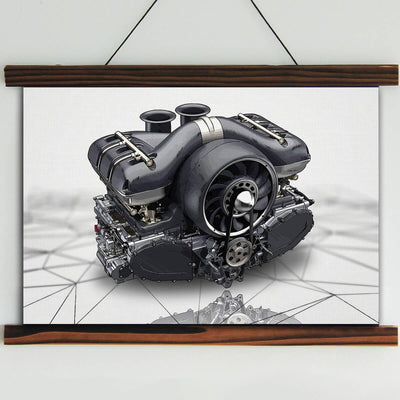 911 Flat-Six Engine Framed Canvas Wall Art