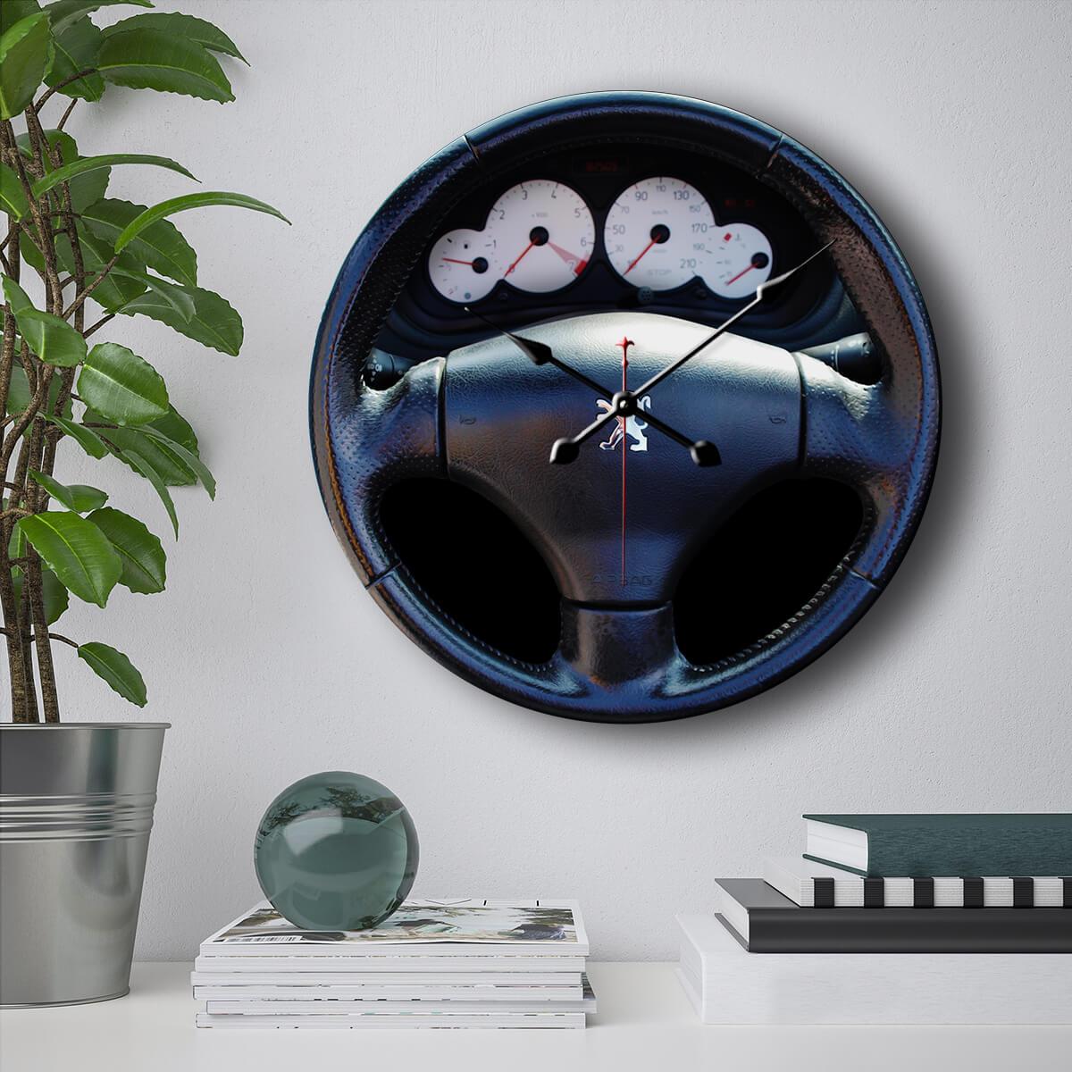 Peugeot Steering Wheel Wall Clock