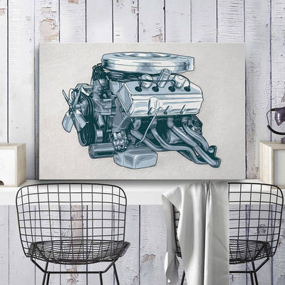 426 Hemi Engine Framed Canvas Wall Art