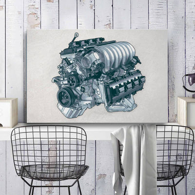 426 Hemi Engine Framed Canvas Wall Art