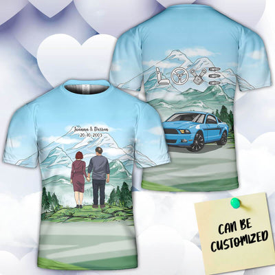 Personalized Mustang 3D Art T-shirt - Mustang Couple 3D All Over Print T-shirt