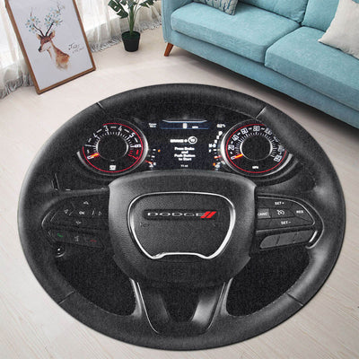 Dodge Challenger Round Rug - Dodge Challenger Steering Wheel Collection Indoor Carpet