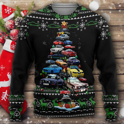 Mustang Art Sweater - Christmas Tree From All Mustangs