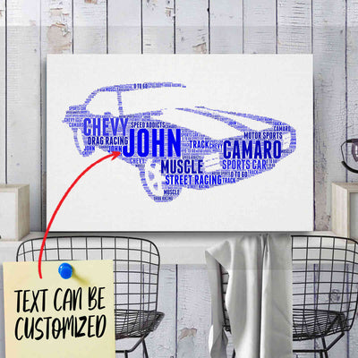 Personalized Camaro Typography Word Art - Typography T-shirt And Canvas For Racing Fans