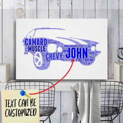 Personalized Camaro Typography Word Art - Typography T-shirt And Canvas For Racing Fans