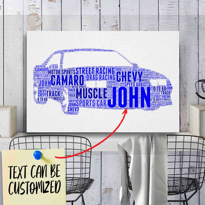 Personalized Camaro Typography Word Art - Typography T-shirt And Canvas For Racing Fans