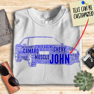 Personalized Camaro Typography Word Art - Typography T-shirt And Canvas For Racing Fans