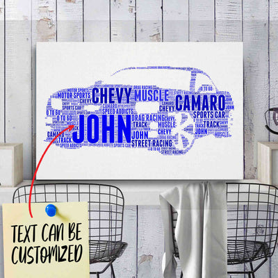 Personalized Camaro Typography Word Art - Typography T-shirt And Canvas For Racing Fans