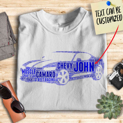 Personalized Camaro Typography Word Art - Typography T-shirt And Canvas For Racing Fans