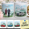 Personalized Mustang Couple Art Mug - Hand In Hand Couple On Mountain Side Road New Version