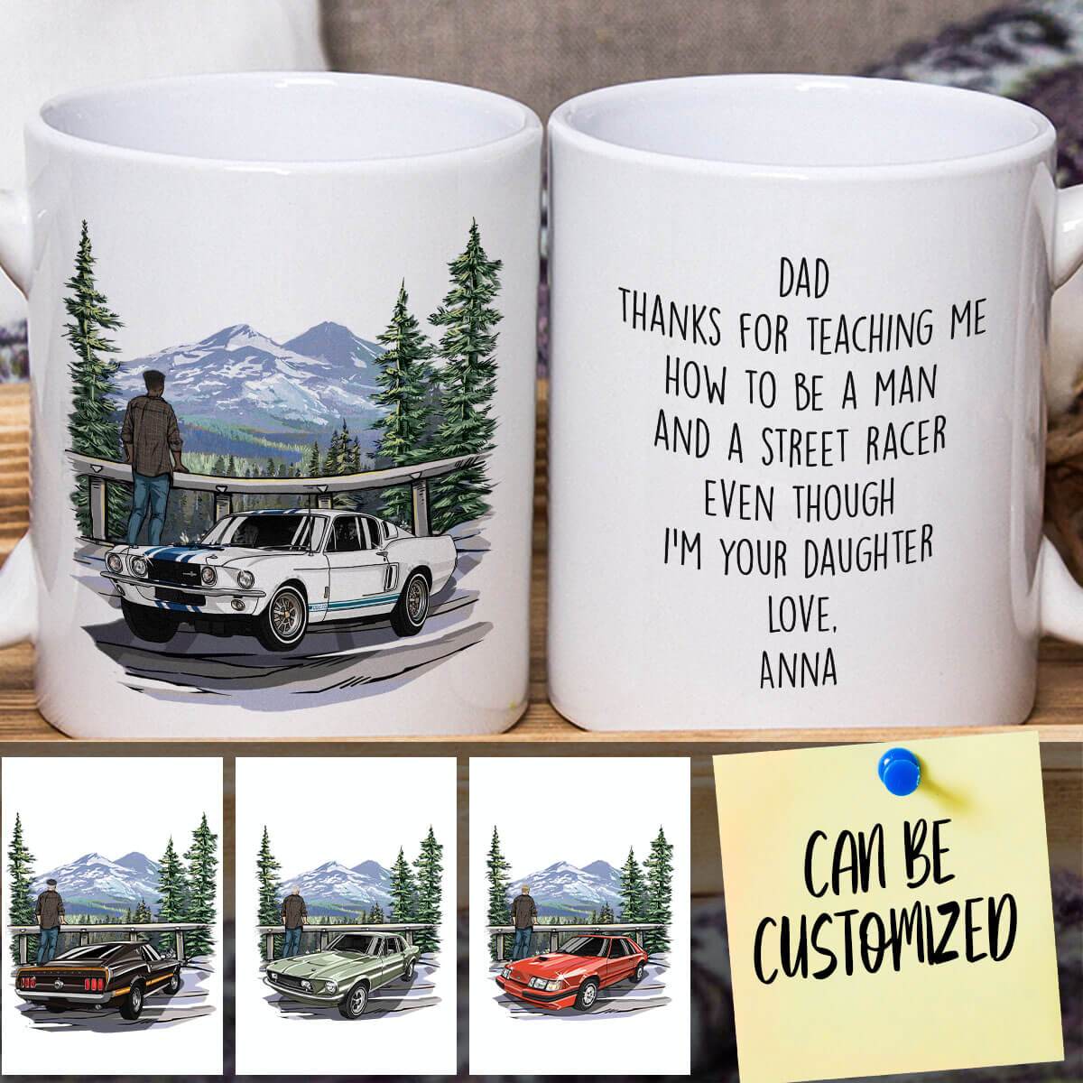 Personalized Mustang Art Mug - A Special Gift For Mustang Dads