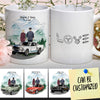 Personalized Mustang Couple Art Mug - Hand In Hand Couple On Mountain Side Road