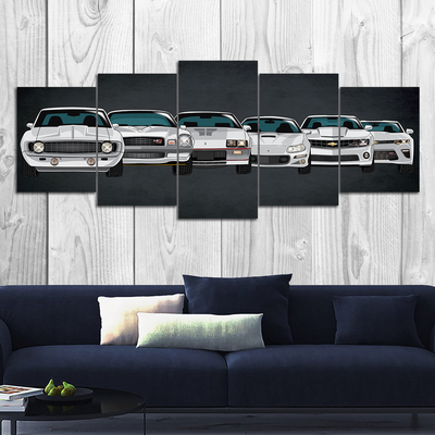 Camaro Collection Canvas Wall Art Simple Style - Camaro Evolution Cartoon Art