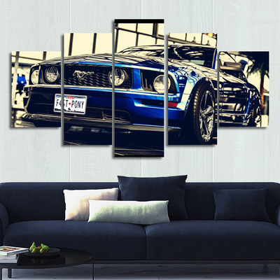 Mustang Canvas Wall Art - 5 Pieces Wall Decoration Canvas Prints For Mustang Fans