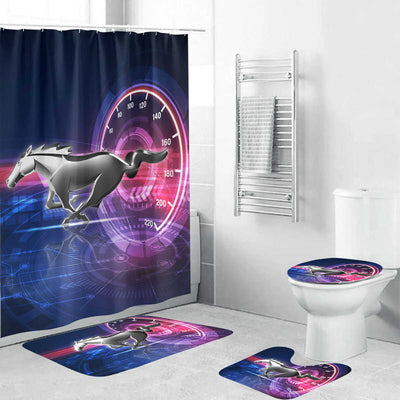 Mustang Bathroom Combo - Special Mustang Art Mat Set and Shower Curtain