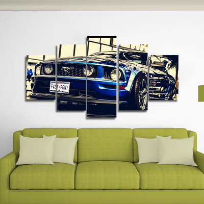 Mustang Canvas Wall Art - 5 Pieces Wall Decoration Canvas Prints For Mustang Fans