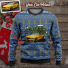 Personalized Car Christmas Tree Wool Ugly Sweater V2