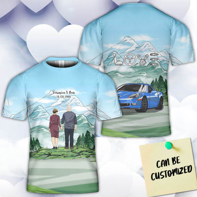 Personalized Vette Couple 3D Art All Over Print T-shirt