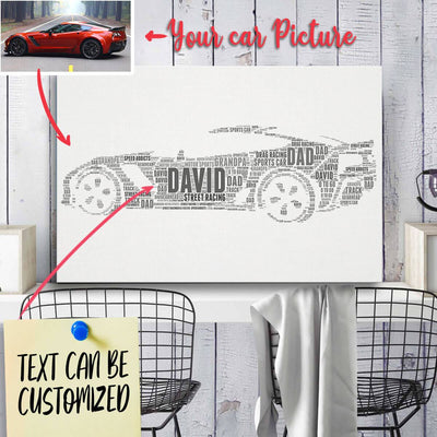 Personalized Car Racing Dad Typography Word Art