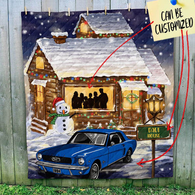 Personalized Christmas Quilt - Stang Enthusiast  Family Christmas Night