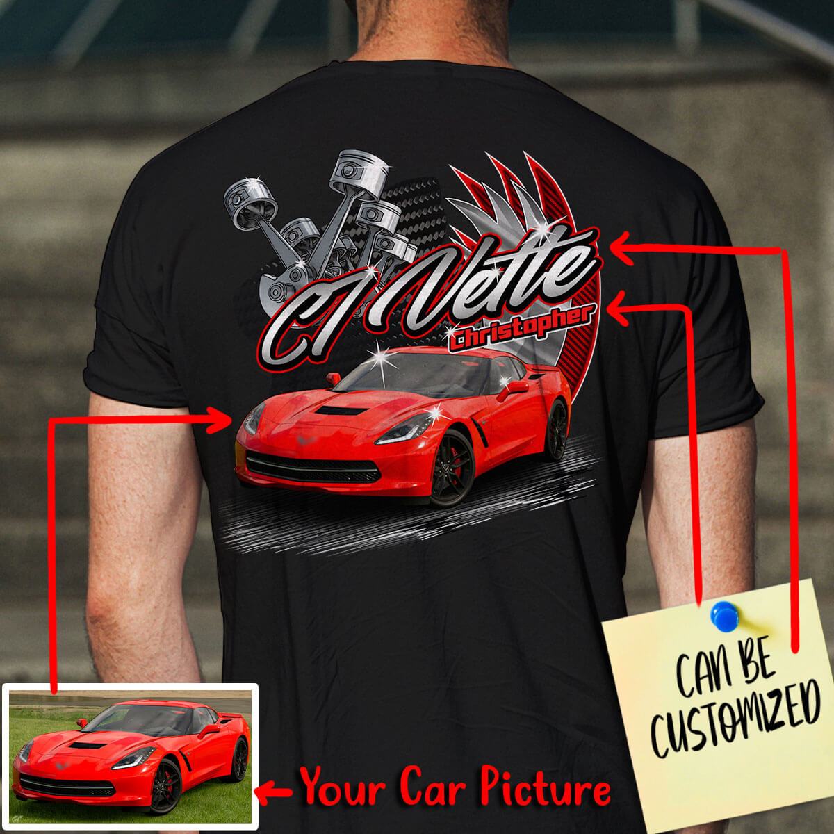 Customized V8 Engine Car Racing Art T-shirt
