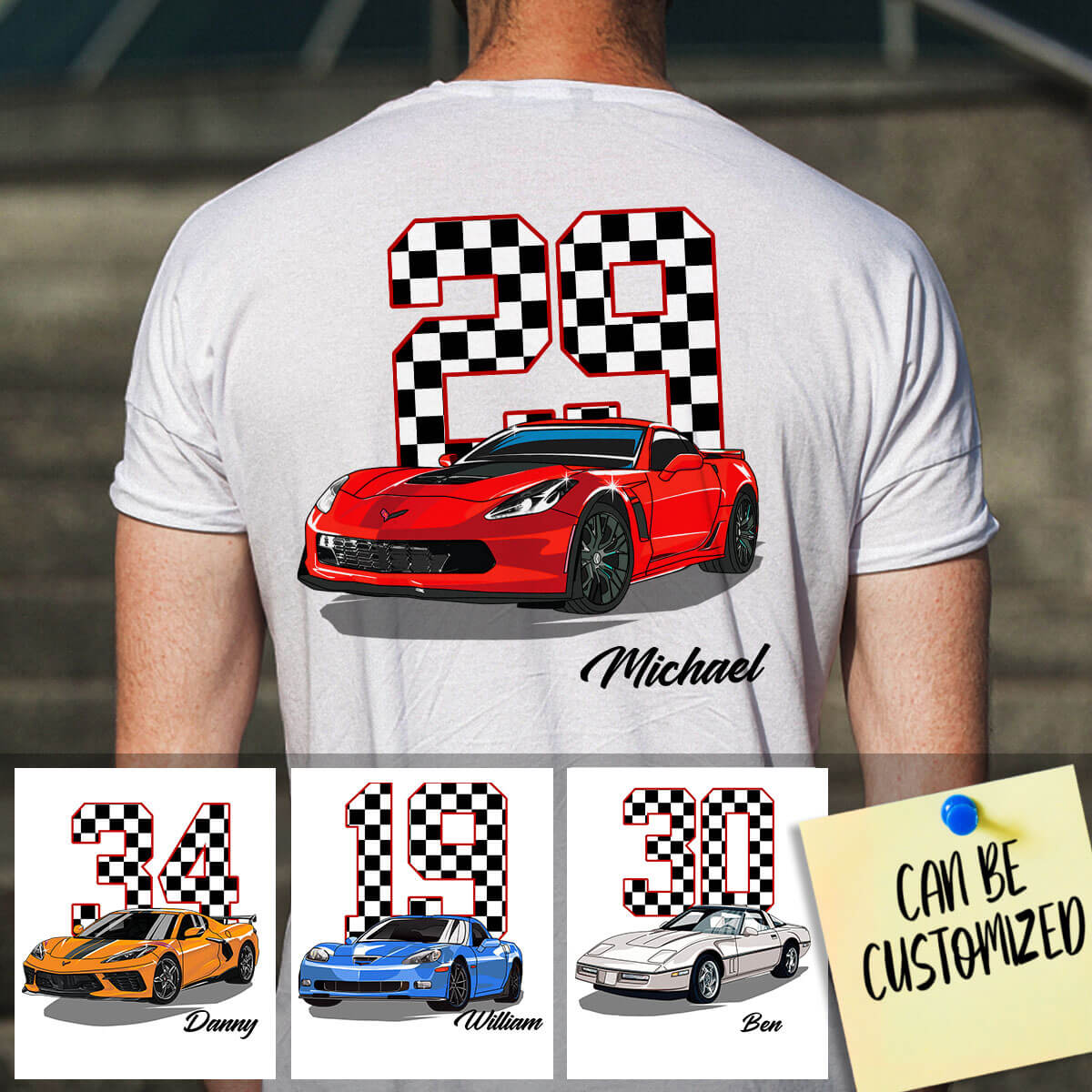 Customized Vette Collection Number Art T-shirt