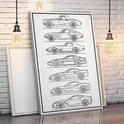 Vette Silhouette Canvas Wall Art