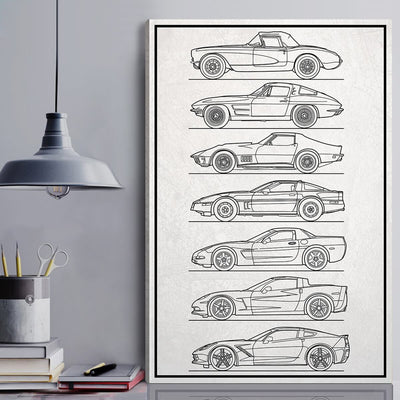 Vette Silhouette Canvas Wall Art