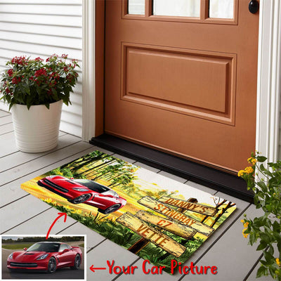 Personalized Car In The Woods Art Area Doormat