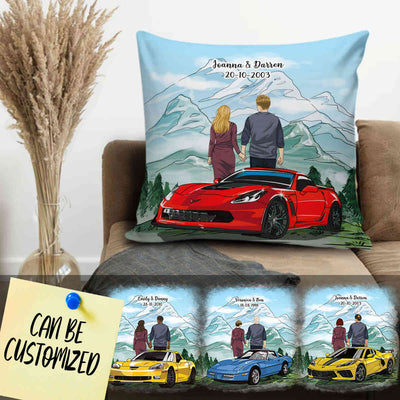 Personalized Vette Art Couple Decorative Pillow