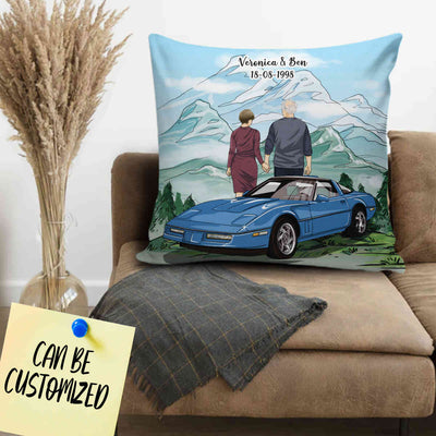 Personalized Vette Art Couple Decorative Pillow