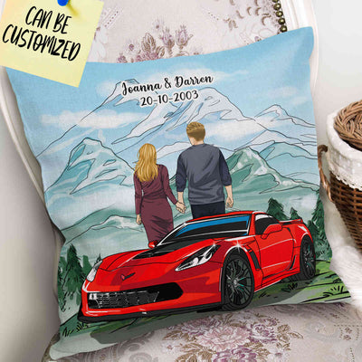 Personalized Vette Art Couple Decorative Pillow