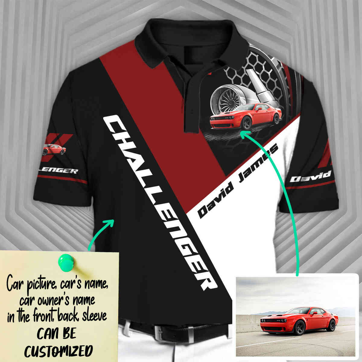 Personalized Challenger Short Sleeve Polo T Shirt StreetKars