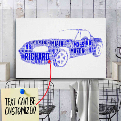 Personalized Miata Racing Fan Typography Word Art