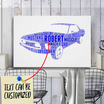 Personalized Mustang Typography Word Art - Typography T-shirt And Canvas For Racing Fans