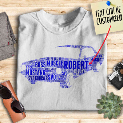 Personalized Mustang Typography Word Art - Typography T-shirt And Canvas For Racing Fans