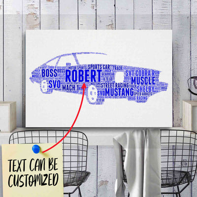 Personalized Mustang Typography Word Art - Typography T-shirt And Canvas For Racing Fans