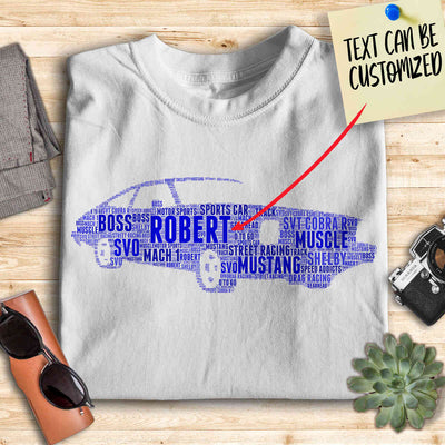 Personalized Mustang Typography Word Art - Typography T-shirt And Canvas For Racing Fans