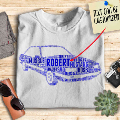 Personalized Mustang Typography Word Art - Typography T-shirt And Canvas For Racing Fans