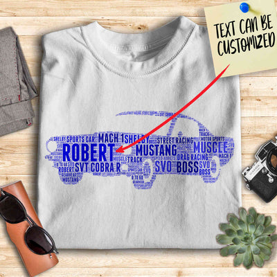 Personalized Mustang Typography Word Art - Typography T-shirt And Canvas For Racing Fans